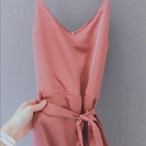 Pink satin midi